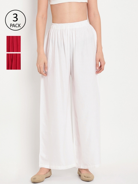 

TAG 7 Women Maroon Solid Wide Leg Palazzos
