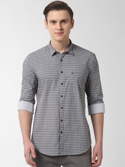 

Peter England Casuals Men Grey Slim Fit Printed Casual Shirt
