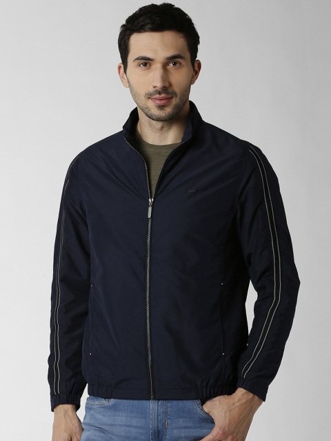 

Peter England Casuals Men Navy Blue Solid Bomber
