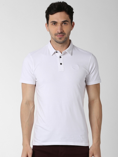 

Peter England Casuals Men White Solid Polo Collar T-shirt