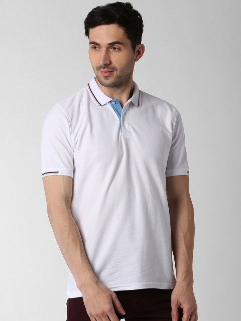 

Peter England Casuals Men White Solid Polo Collar T-shirt