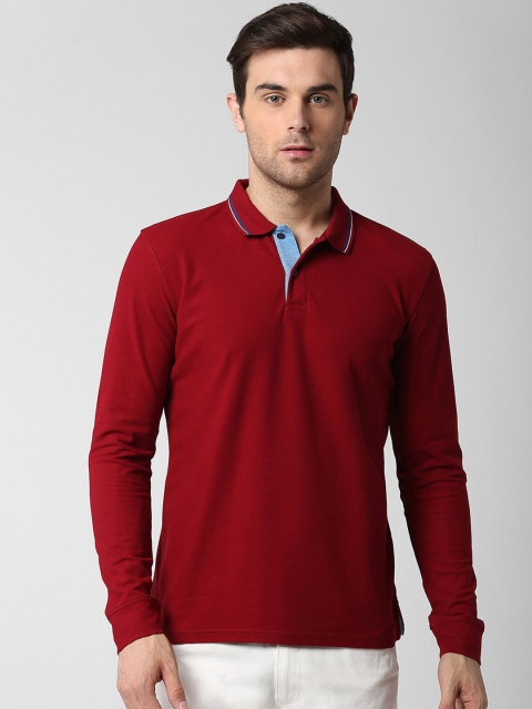 

Peter England Casuals Men Maroon Solid Polo Collar T-shirt