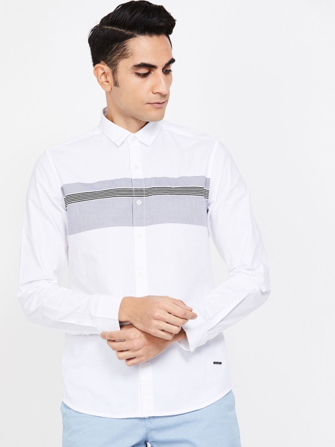 

Bossini Men White & Grey Regular Fit Striped Casual Shirt