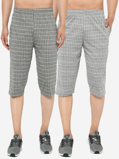 

VIMAL JONNEY Men Pack Of 2 Grey Checked Regular Shorts