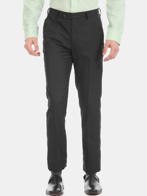 

Arrow Men Charcoal Grey Slim Fit Solid Regular Trousers