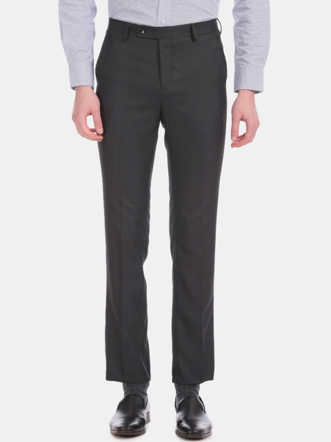 

Arrow Men Charcoal Grey Slim Fit Solid Regular Trousers