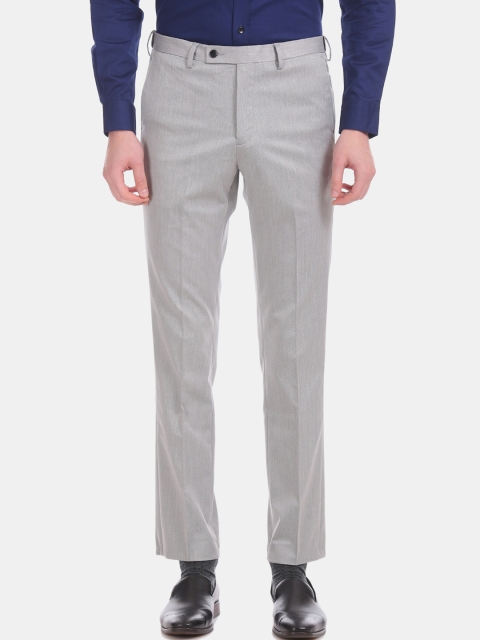

Arrow Men Grey Tapered Fit Solid Formal Trousers