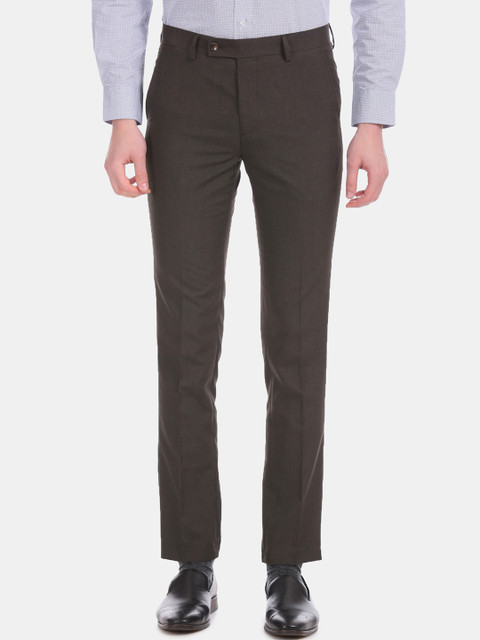 

Arrow Men Brown Slim Fit Solid Formal Trousers