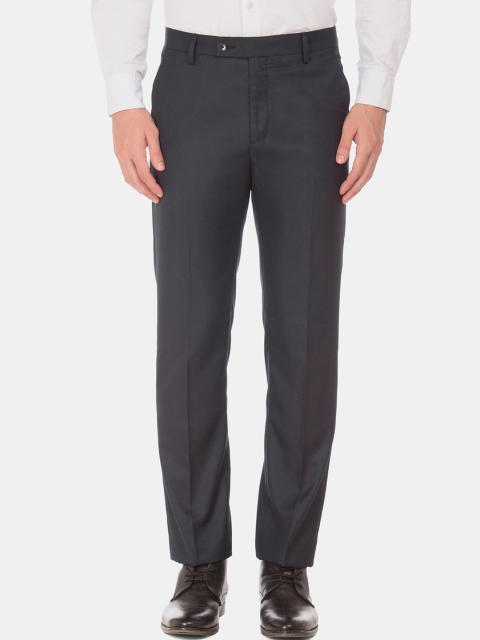 

Arrow Men Charcoal Grey Tapered Fit Solid Formal Trousers
