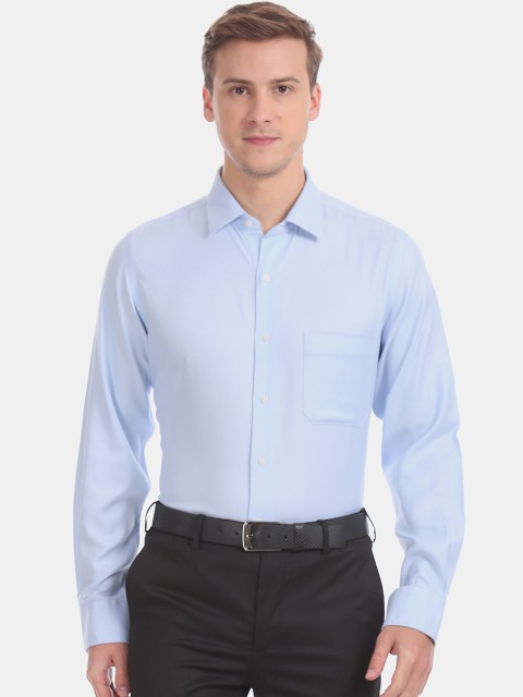 

Arrow Men Blue Regular Fit Self Design Formal Shirt
