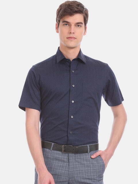 

Arrow Men Navy Blue Regular Fit Printed Formal Shirt