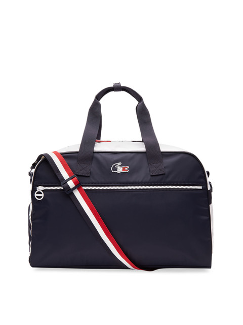

Lacoste Men Navy Blue & Red Colourblocked Olympique Sports Duffel Bag