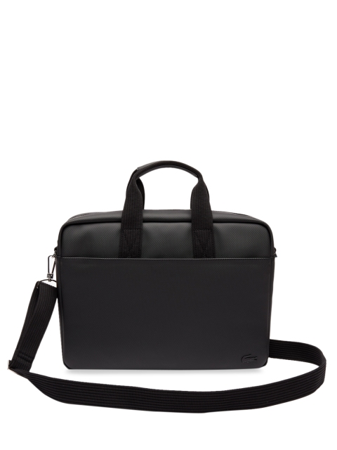 

Lacoste Men Black Solid Leather Laptop Bag