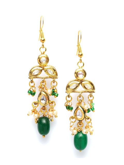 

DUGRISTYLE Green & Gold-Toned Drop Earrings