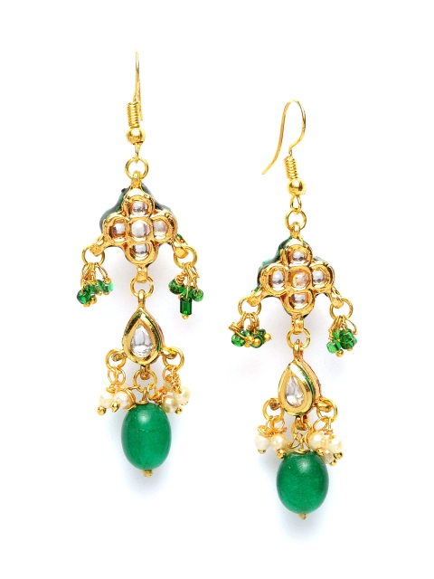 

DUGRISTYLE Green & Gold-Toned Classic Drop Earrings