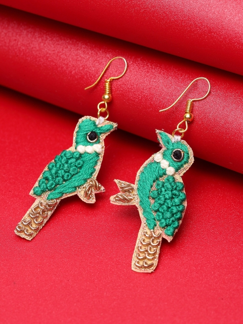 

DUGRISTYLE Green Gold Plated Contemporary Drop Earrings
