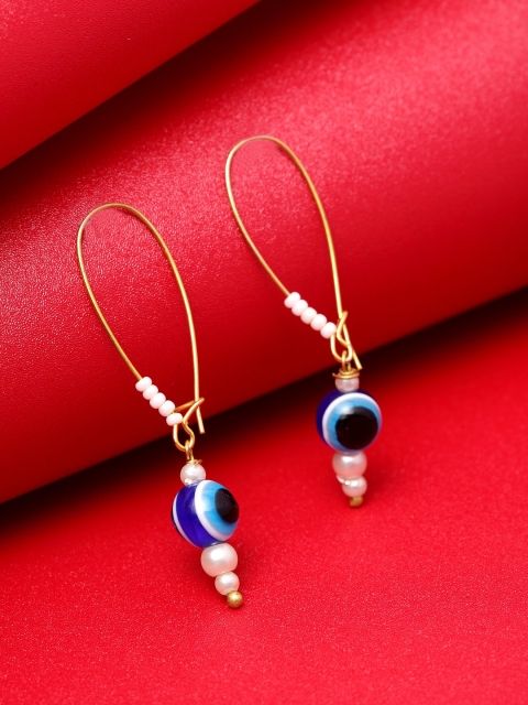 

DUGRISTYLE Blue & Gold-Toned Contemporary Drop Earrings