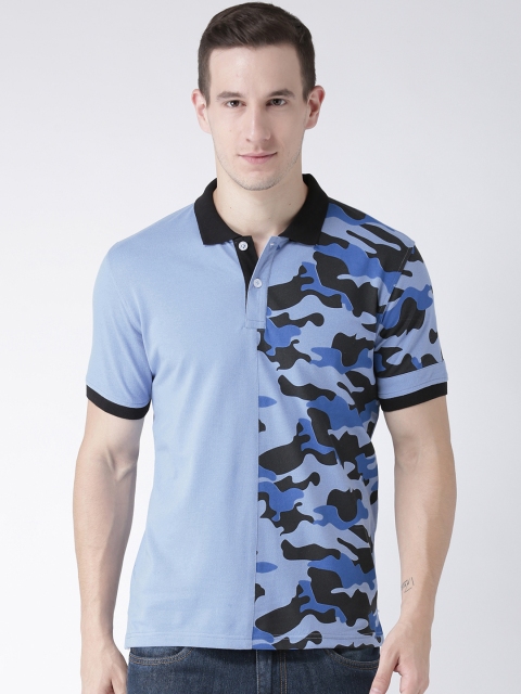 

Club York Men Blue Printed Polo Collar T-shirt