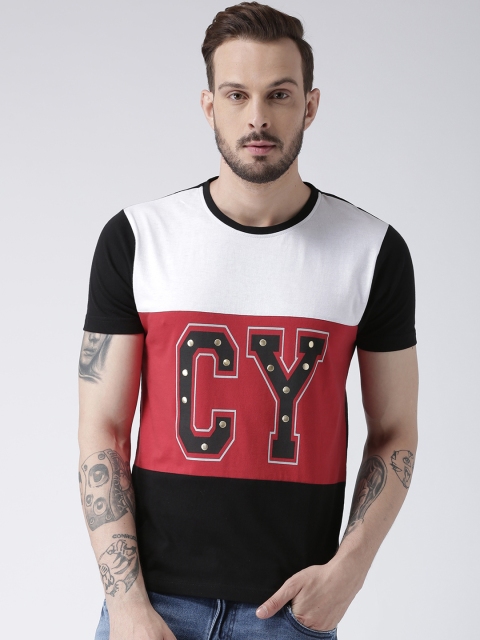 

Club York Men Black & Red Colourblocked Round Neck T-shirt