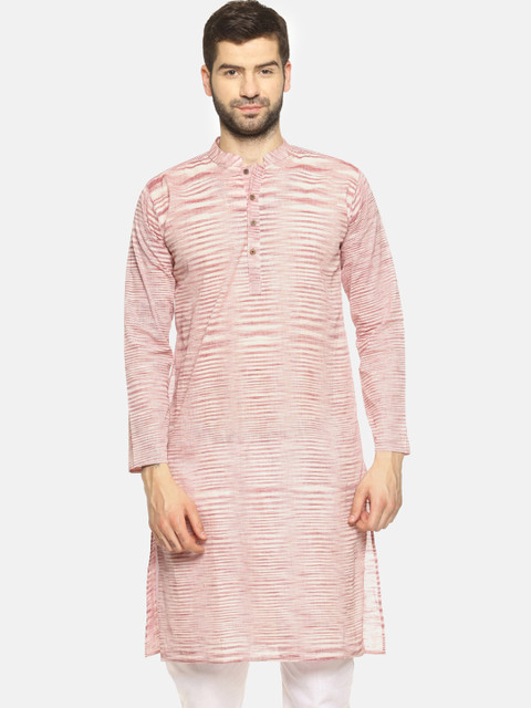 

PAROKSH Men Mauve & Cream-Coloured Woven Design Straight Kurta