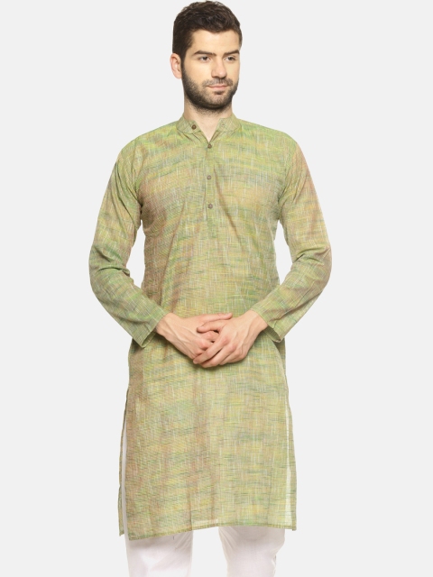 

PAROKSH Men Green Woven Design Straight Kurta