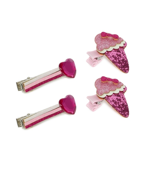 

Toniq Kids Set of 4 Embellished Alligator Hair Clips, Pink