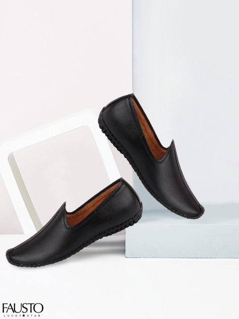 

FAUSTO Men Black Solid Ethnic Mojaris