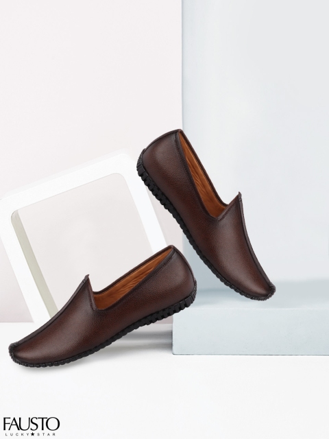 

FAUSTO Men Brown Solid Ethnic Mojaris