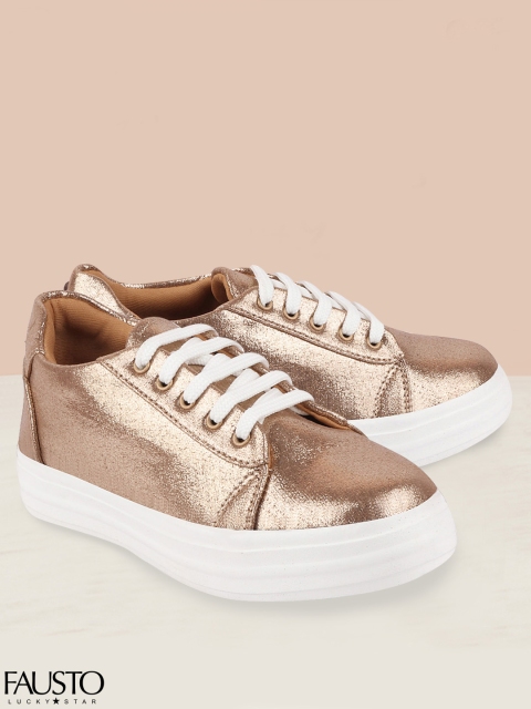 

FAUSTO Women Gold-Toned Lightweight Sneakers