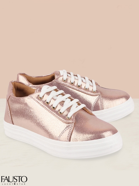 

FAUSTO Women Rose Gold-Toned Lightweight Sneakers