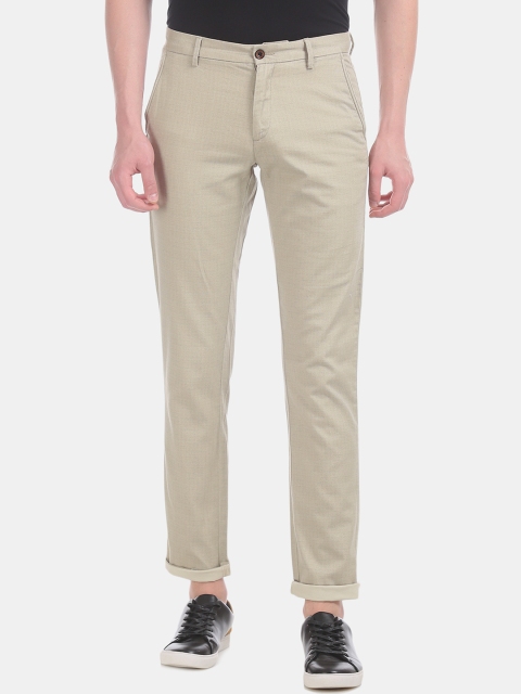 

Arrow Sport Men Beige Slim Fit Checked Regular Trousers