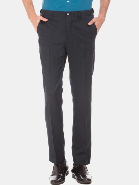 

Arrow Men Navy Blue Tapered Fit Solid Formal Trousers