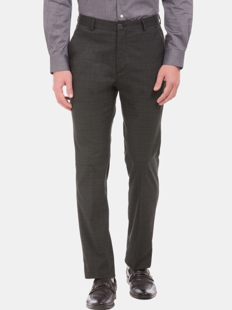 

Arrow Men Grey Tapered Fit Checked Formal Trousers