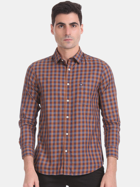 

Arrow Sport Men Brown & Blue Slim Fit Checked Casual Shirt