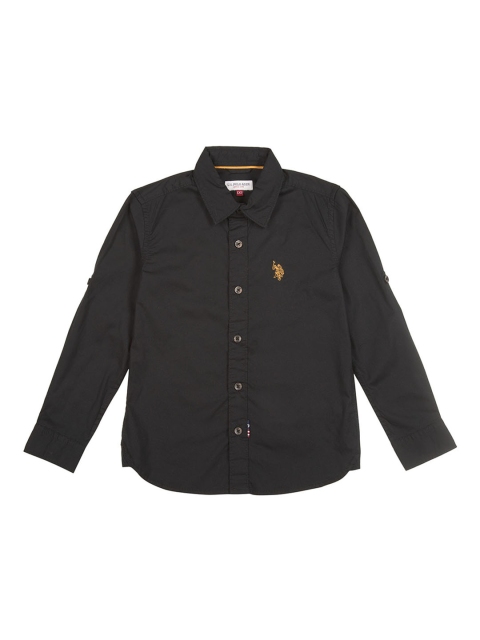 

U.S. Polo Assn. Kids Boys Black Regular Fit Solid Casual Shirt