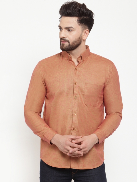 

JAINISH Men Rust Orange Classic Slim Fit Solid Casual Shirt