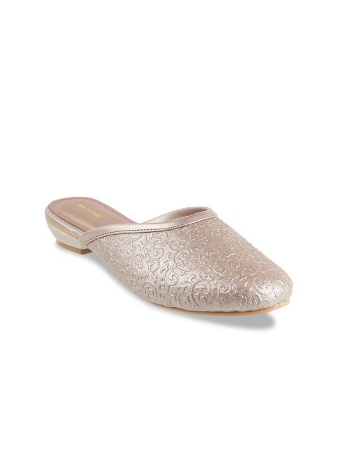 

WALKWAY Women Gold-Toned Textured Mules