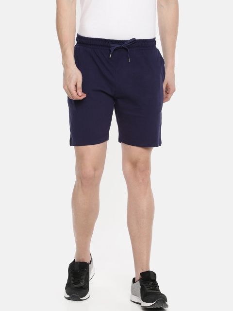 

Braveo Men Navy Blue Solid Slim Fit Regular Shorts