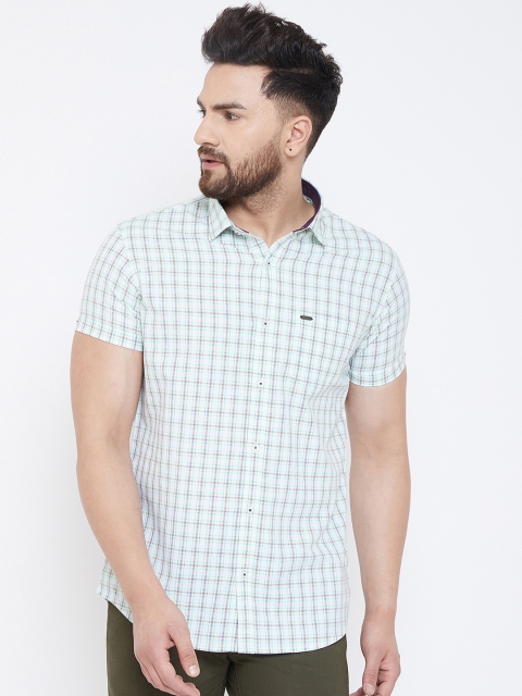 

Canary London Men Green & Purple Smart Slim Fit Checked Casual Shirt