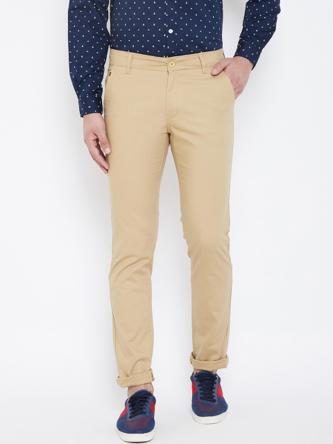 

Canary London Men Khaki Smart Slim Fit Solid Regular Trousers