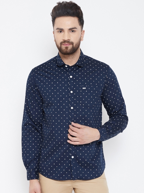 

Canary London Men Navy Blue Smart Slim Fit Printed Casual Shirt