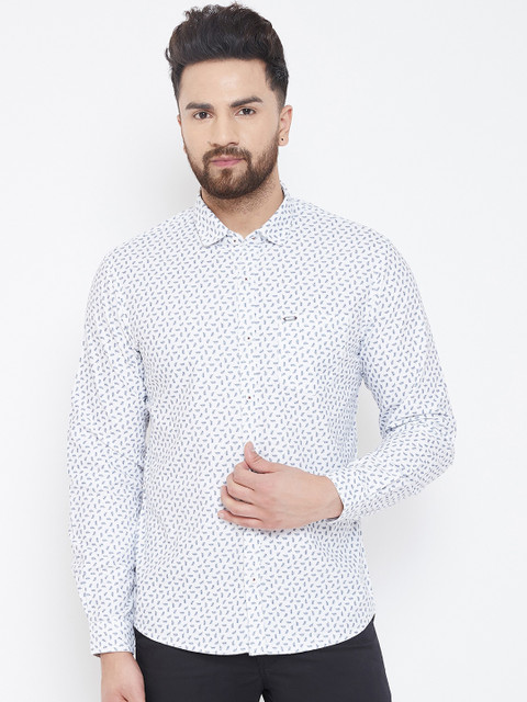 

Canary London Men White Smart Slim Fit Printed Casual Shirt