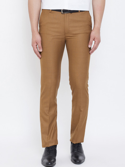 

Canary London Men Khaki Smart Slim Fit Solid Regular Trousers