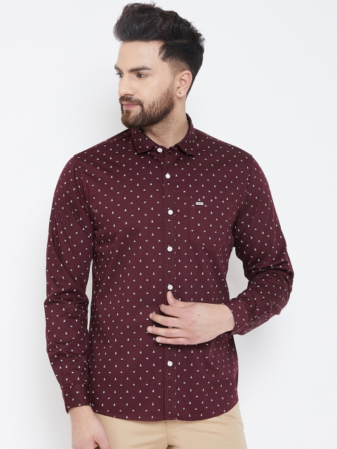 

Canary London Men Maroon Smart Slim Fit Printed Casual Shirt