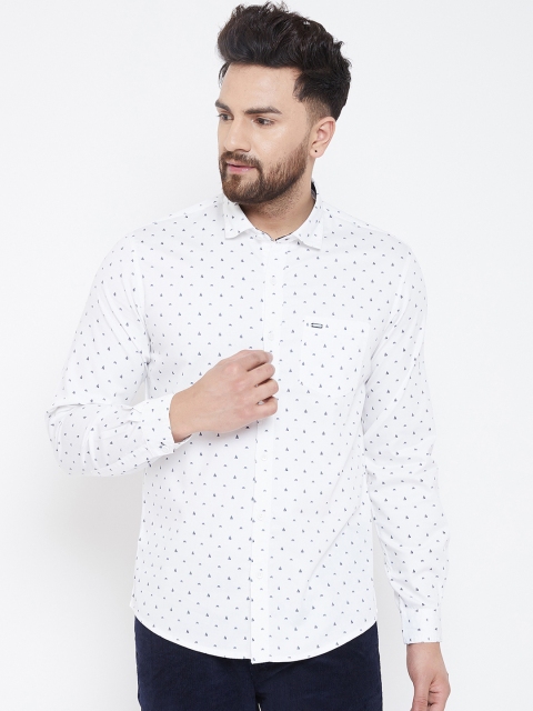 

Canary London Men White Smart Slim Fit Printed Casual Shirt