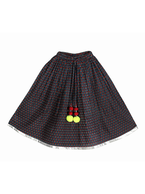 

My Little Lambs Girls Navy Blue & Maroon Floral Printed A-Line Maxi Skirt