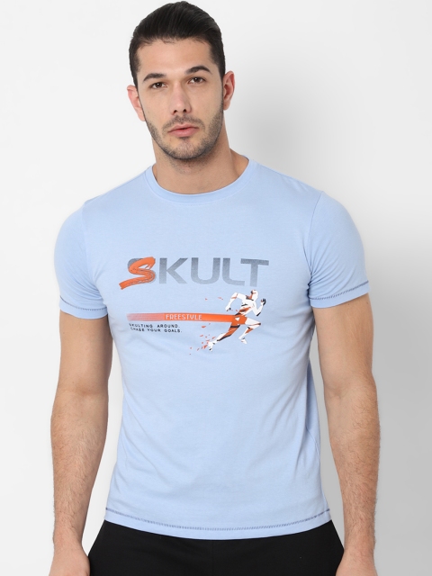 

SKULT by Shahid Kapoor Men Blue Printed Round Neck T-shirt