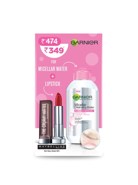 

Garnier Micellar Cleansing Water with Maybelline Creamy Matte Lipstick, Pink