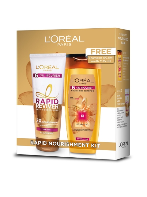 

L'Oreal Paris Women Pack of 6 Oil Nourish Conditioner & Shampoo, Yellow