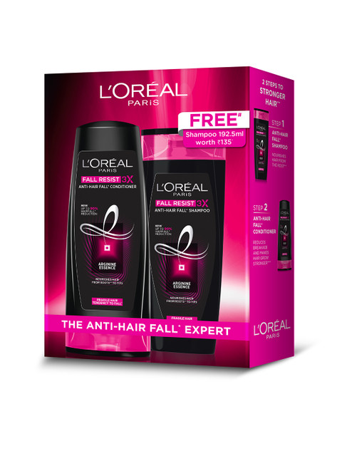 

LOreal Paris Women Pack of Fall Resist Hair Conditioner & Shampoo, Pink
